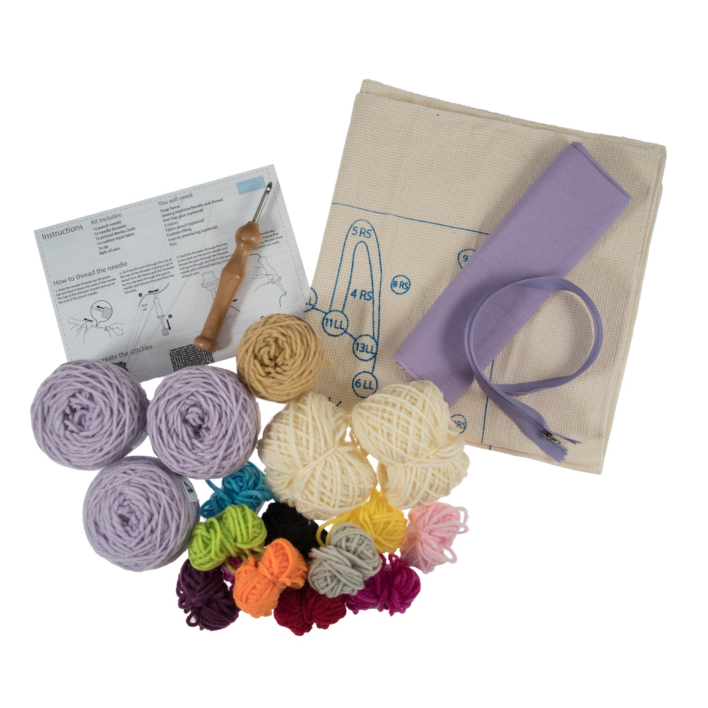 Punch Needle Kit Cushion Festival Llama