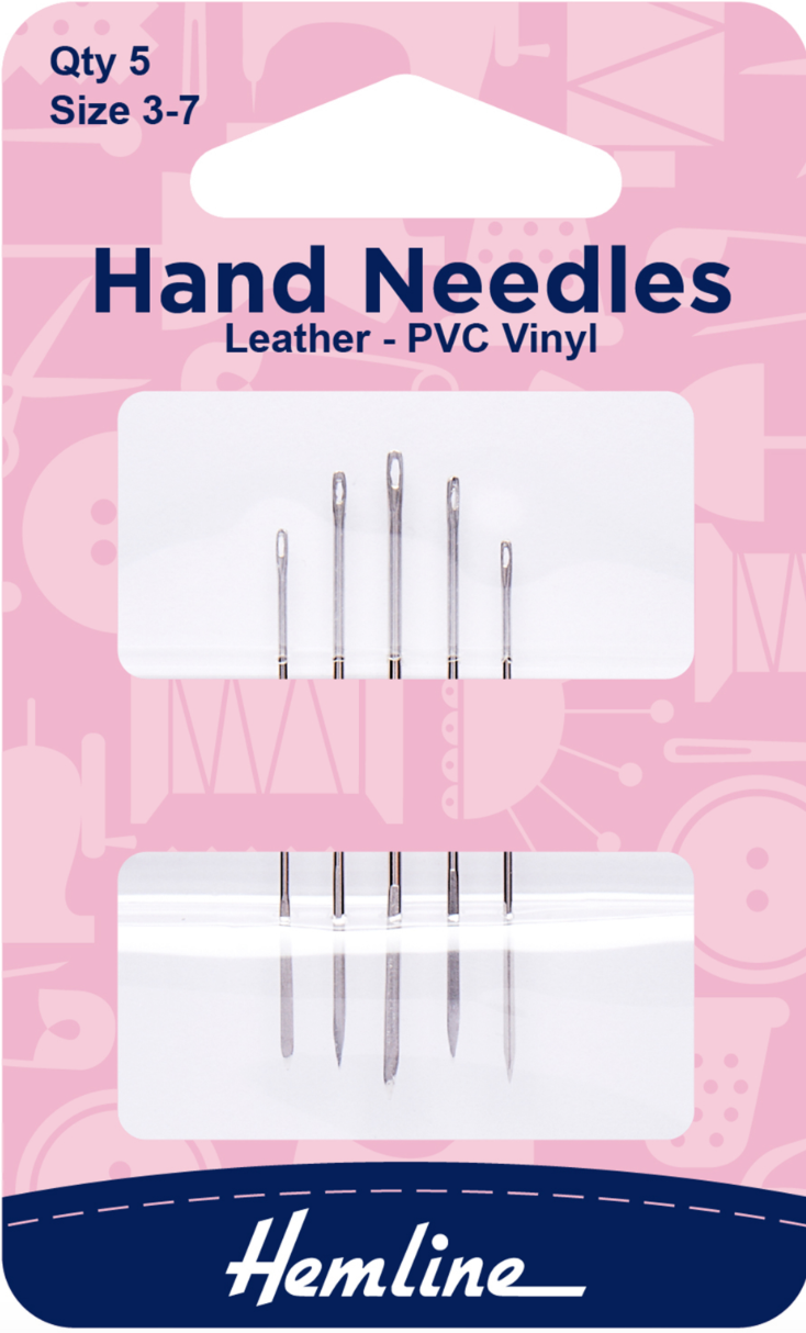 Hemline Hand Sewing Needles -Leather/PVC/Vinyl Size 3-7