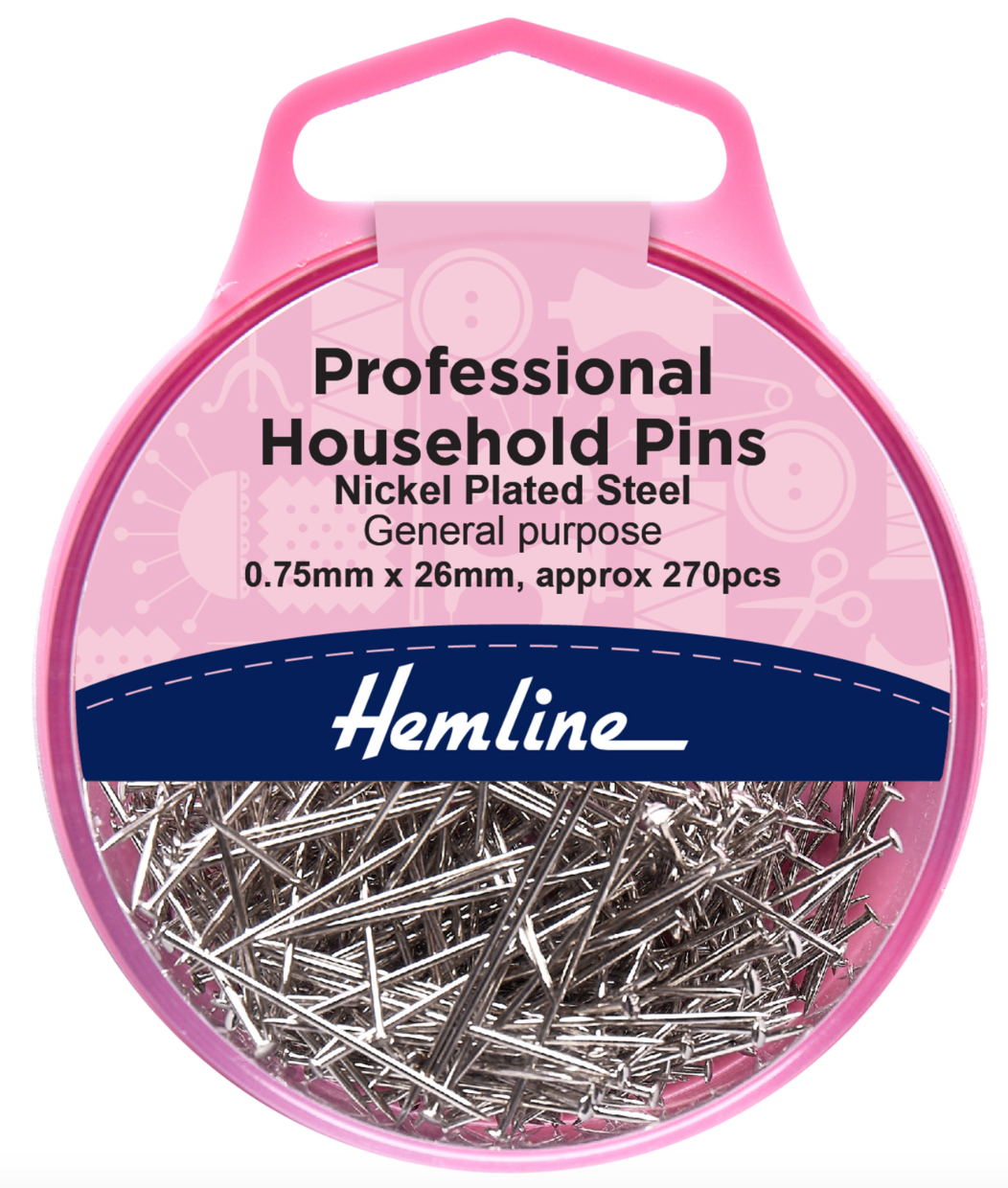 Hemline Pins Household 26mm -Nickel Plated Steel
