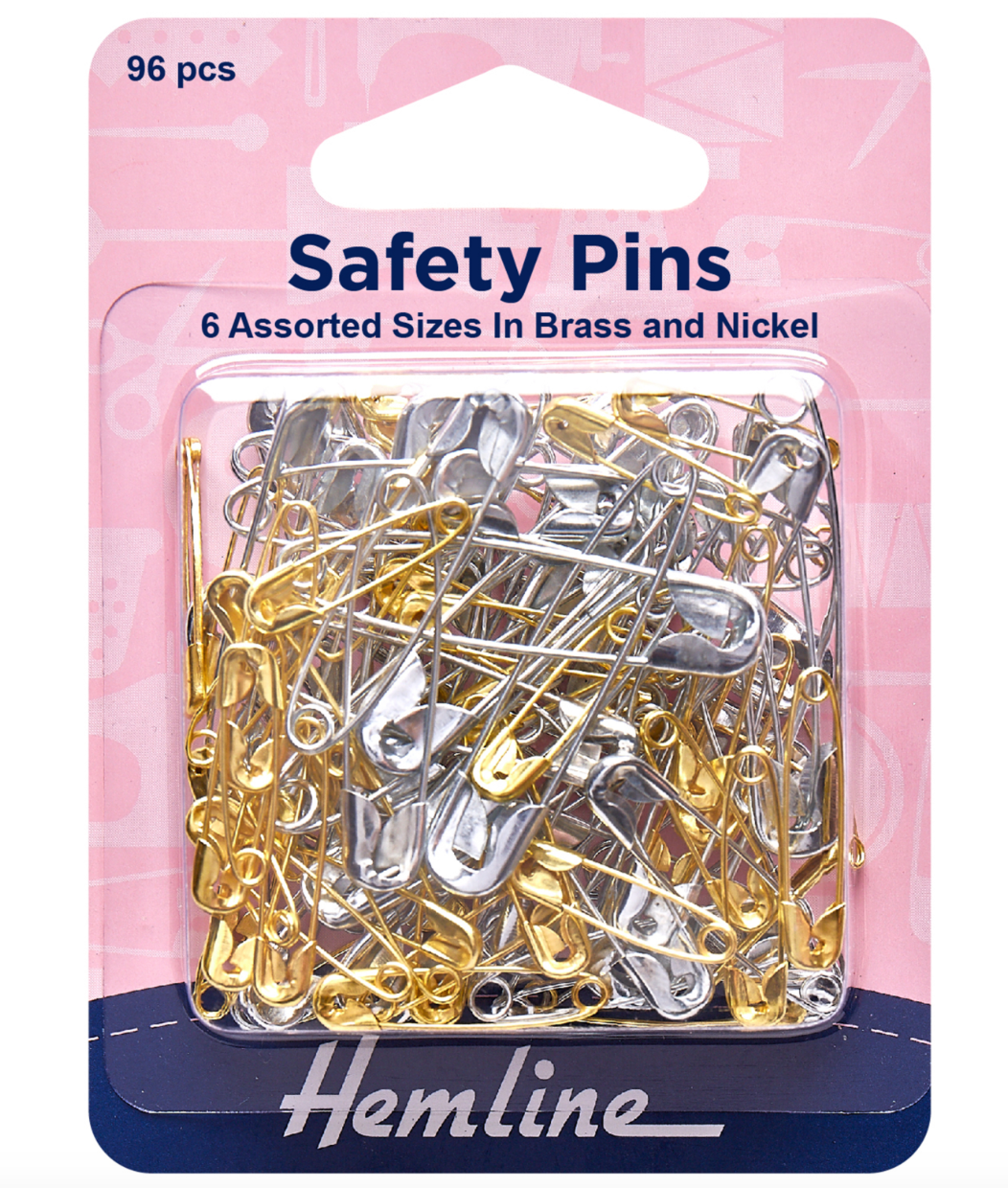 Hemline Safety Pins Assorted Value Pack 96 Pcs