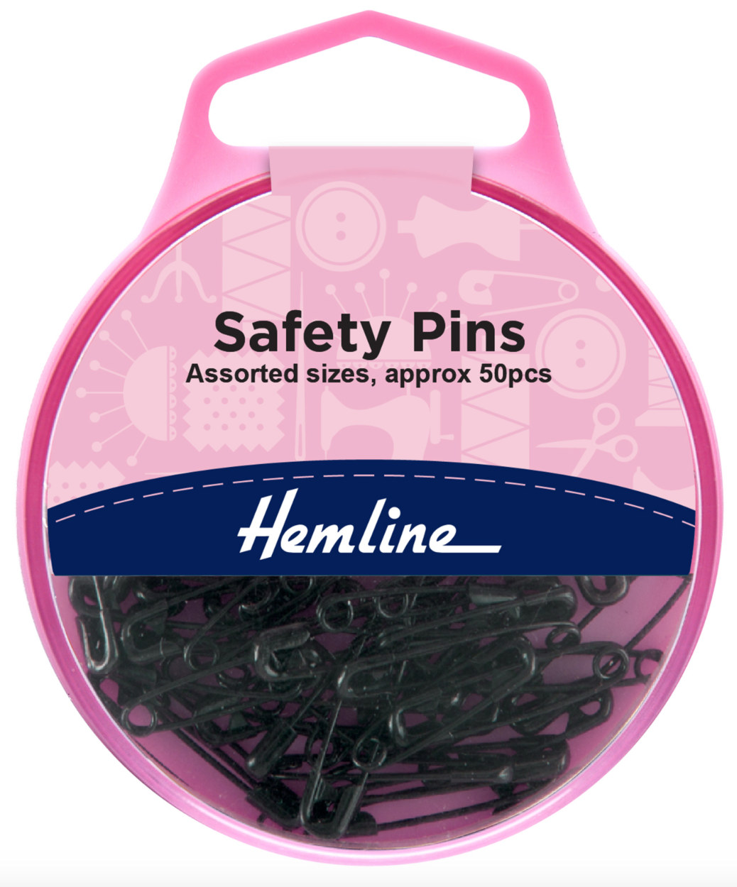 Hemline Safety Pins Assorted -Black