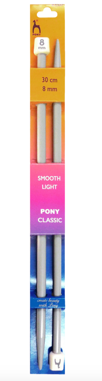 Pony 30cm Knitting Needles Single Ended- 8mm