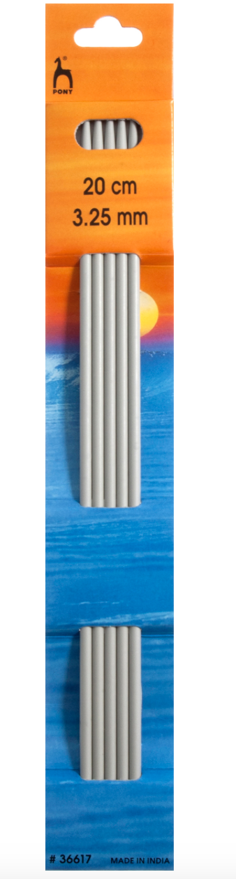 Pony Double-Ended Knitting Pins - Set of Five 20cm x 3.25mm