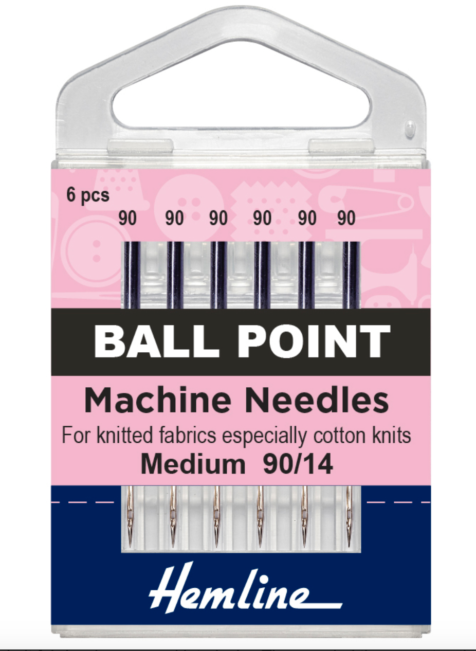 Hemline Sewing Machine Needles -Ball Point Medium Heavy 90/14