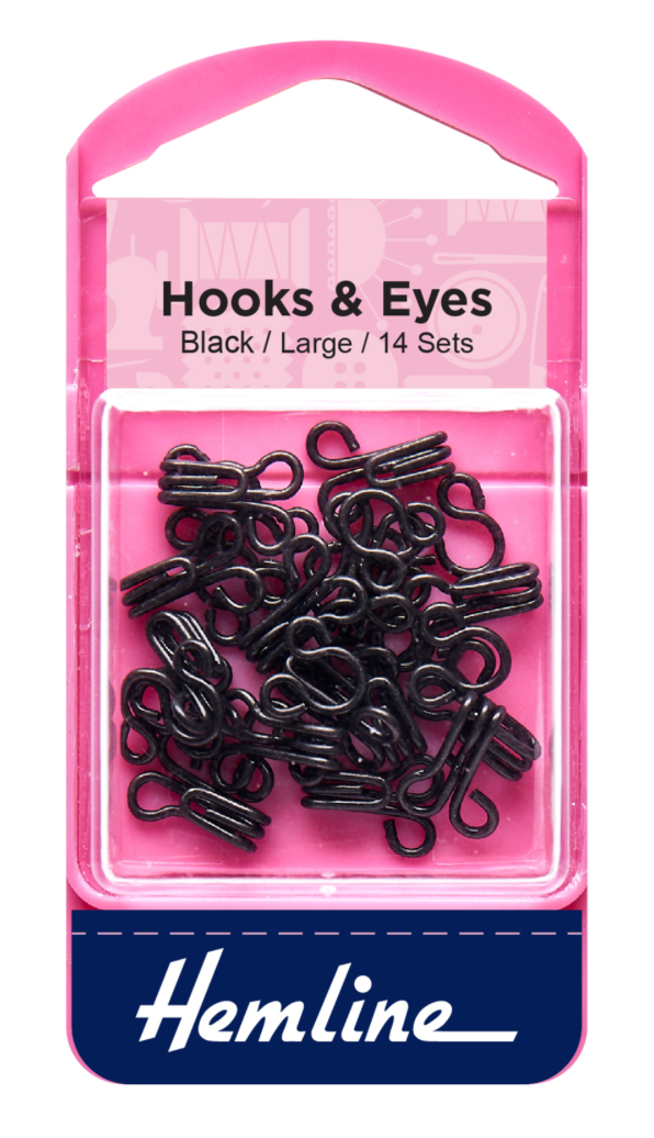 H401.3 Hooks and Eyes: Black: Size 3