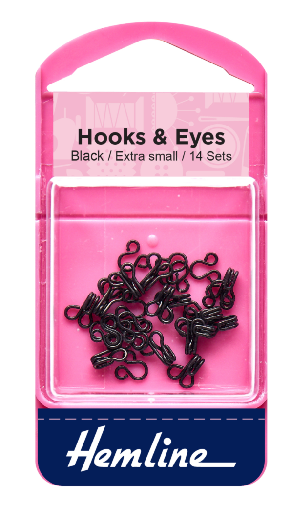 H401.0 Hook and Eyes: Black: Size 0