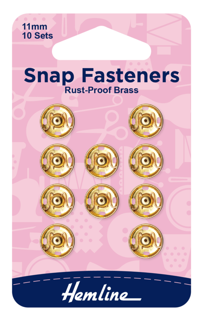 Hemline 11mm Sew-on Snap Fasteners -Gold
