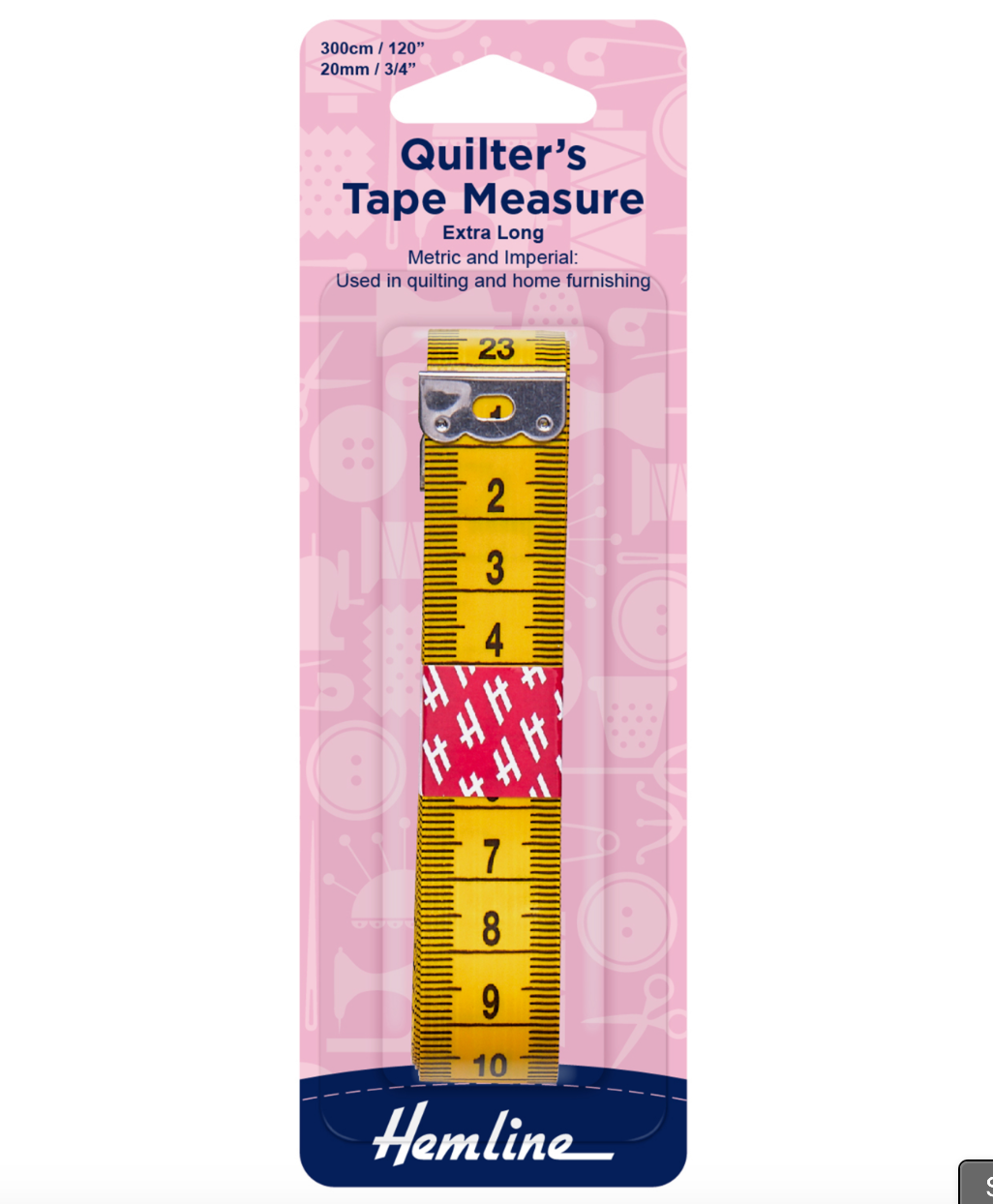 Hemline Quilter's Tape Measure Extra Long 300cm