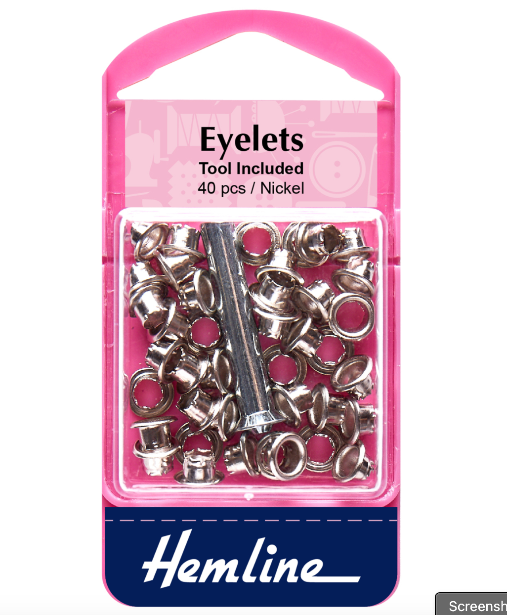 Hemline Eyelets with Tool - 5.5mm Nickel