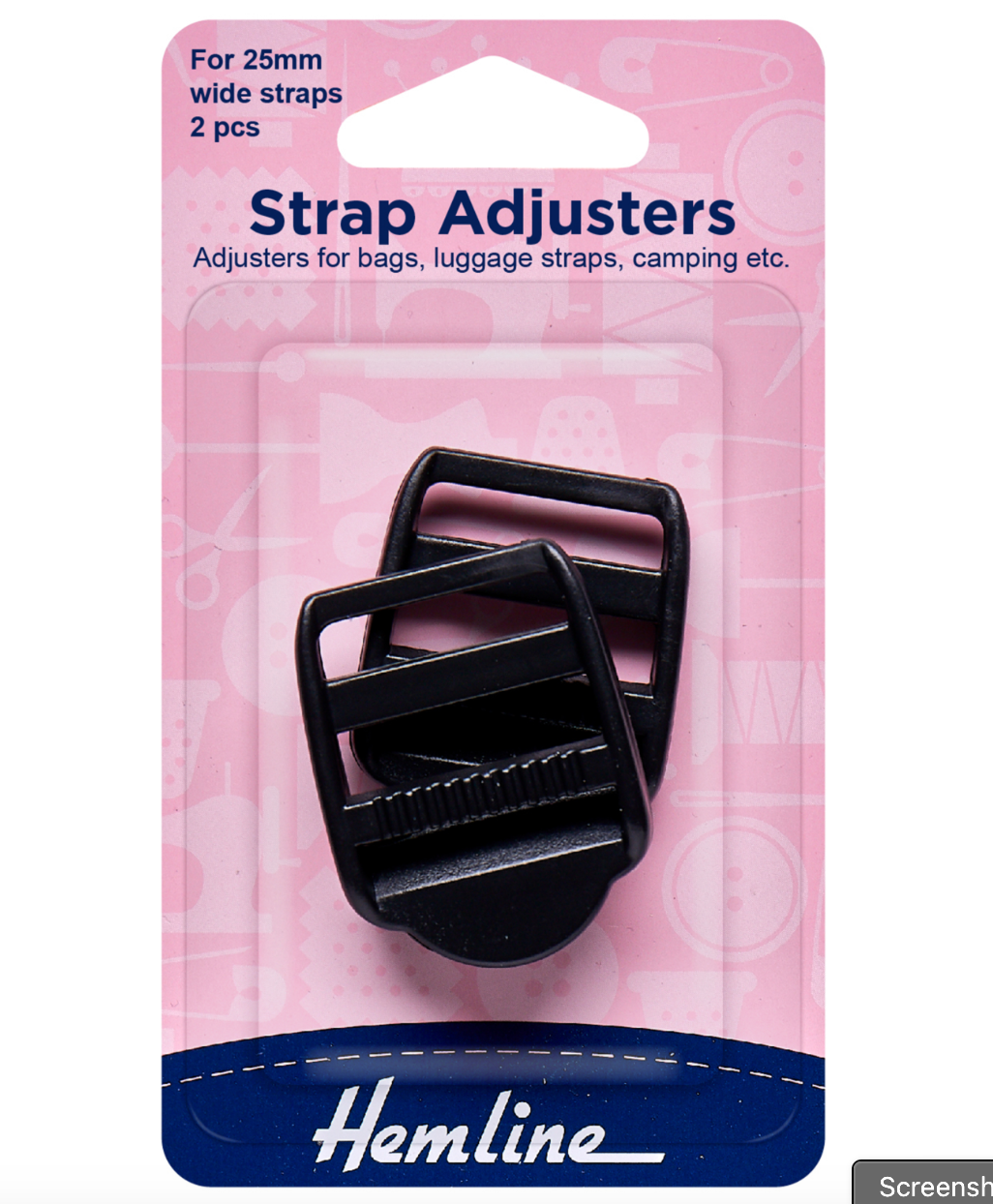 Hemline Strap Adjustable Buckle 25mm - Black
