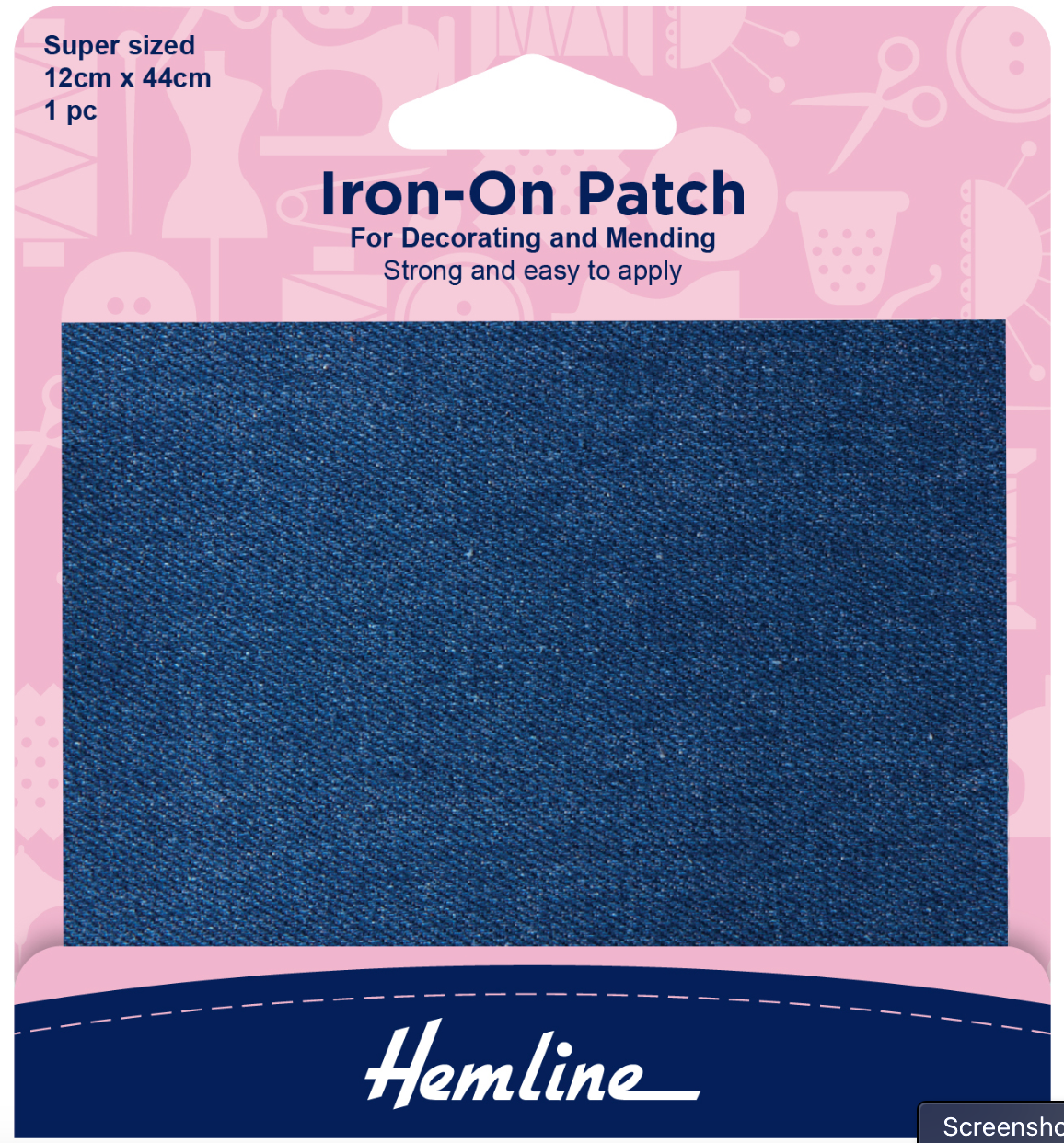 Hemline Iron-on Repair Fabric - Mid Denim