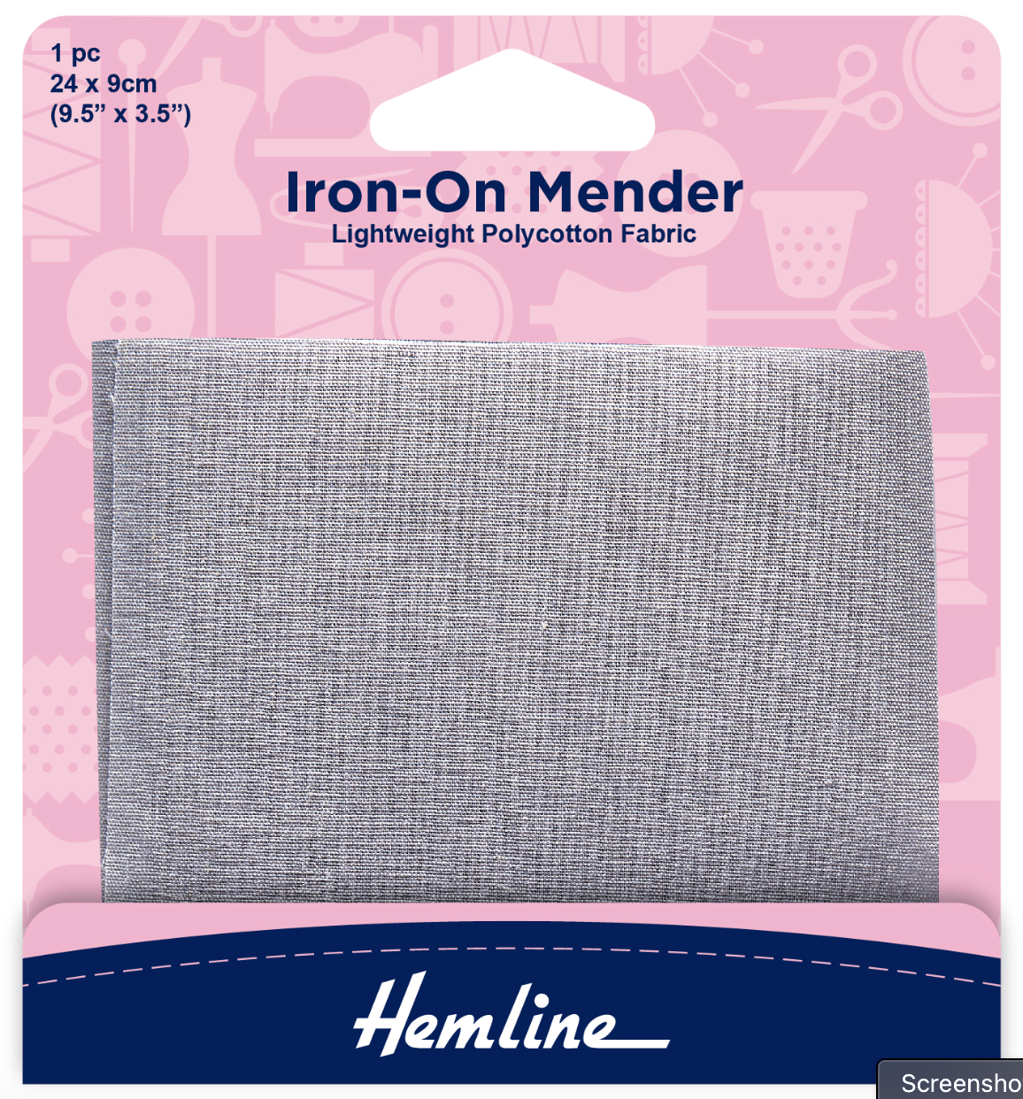 Hemline Polycotton Patch - Light Grey