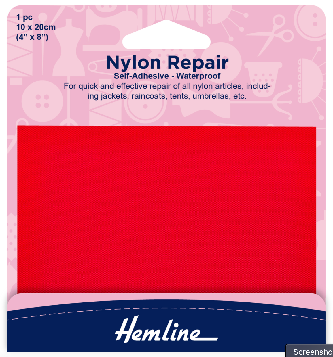 Hemline Self Adhesive Nylon Repair Patch - Red