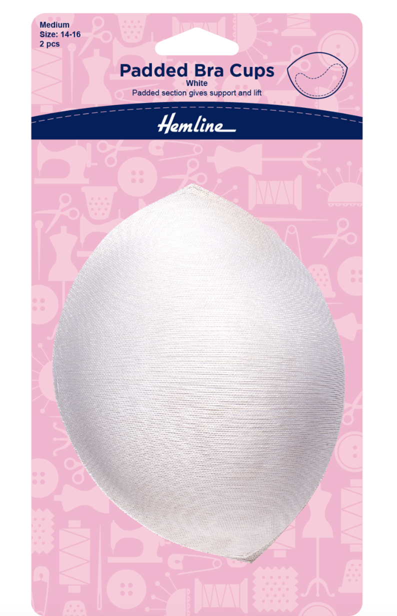 Hemline Padded Bra Cups - Medium White
