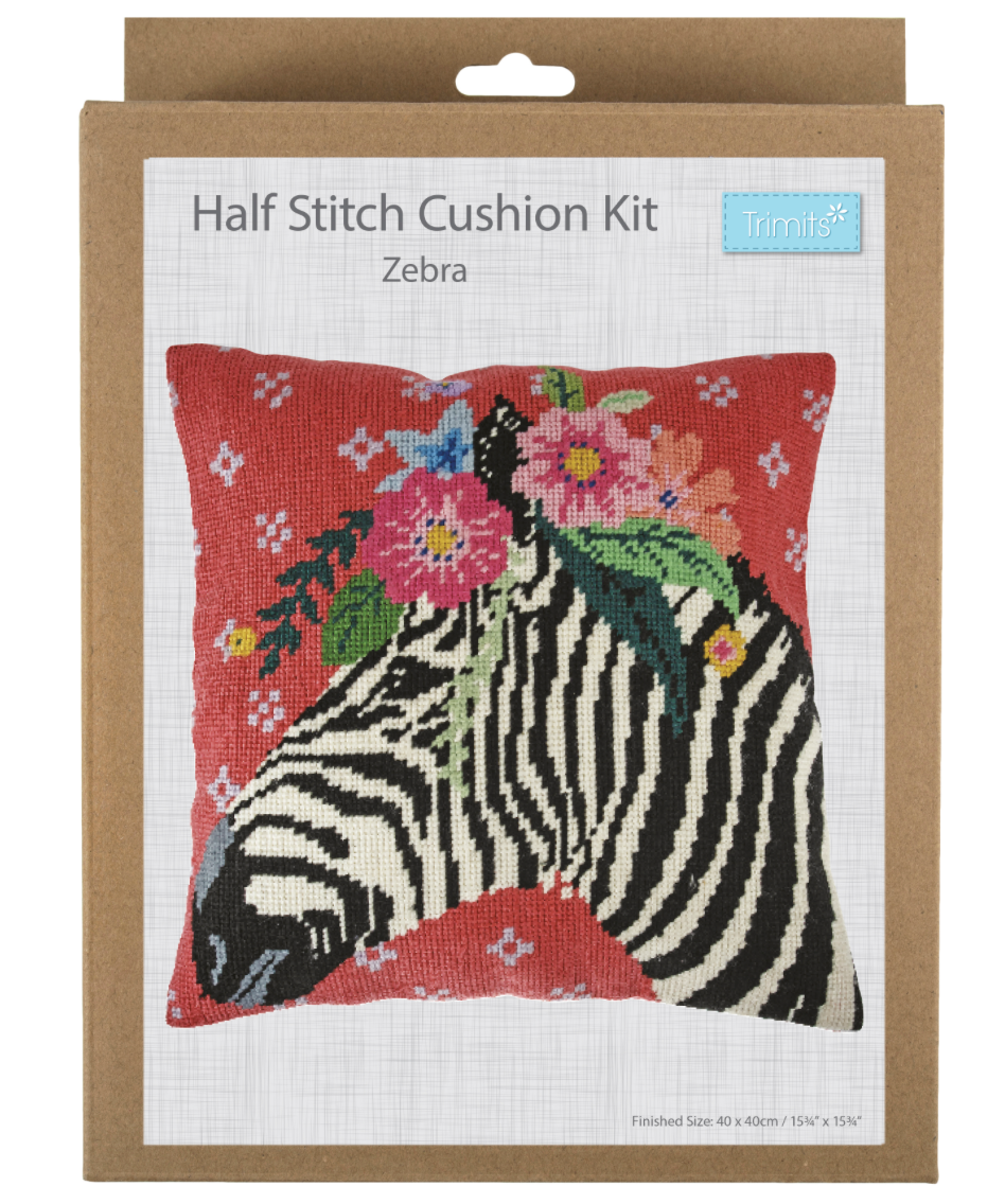 Half Stitch / Tapestry Kit Cushion- Zebra