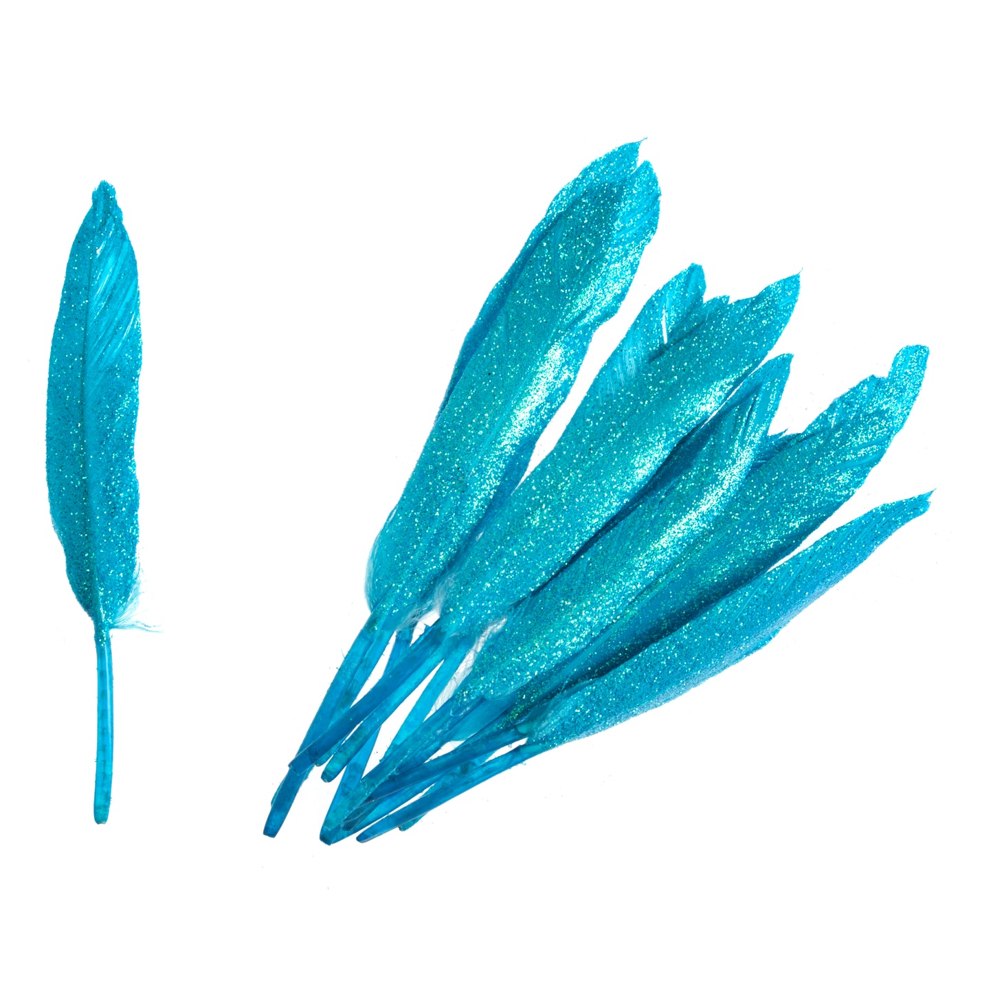 Duck Feathers With Glitter - Turquoise