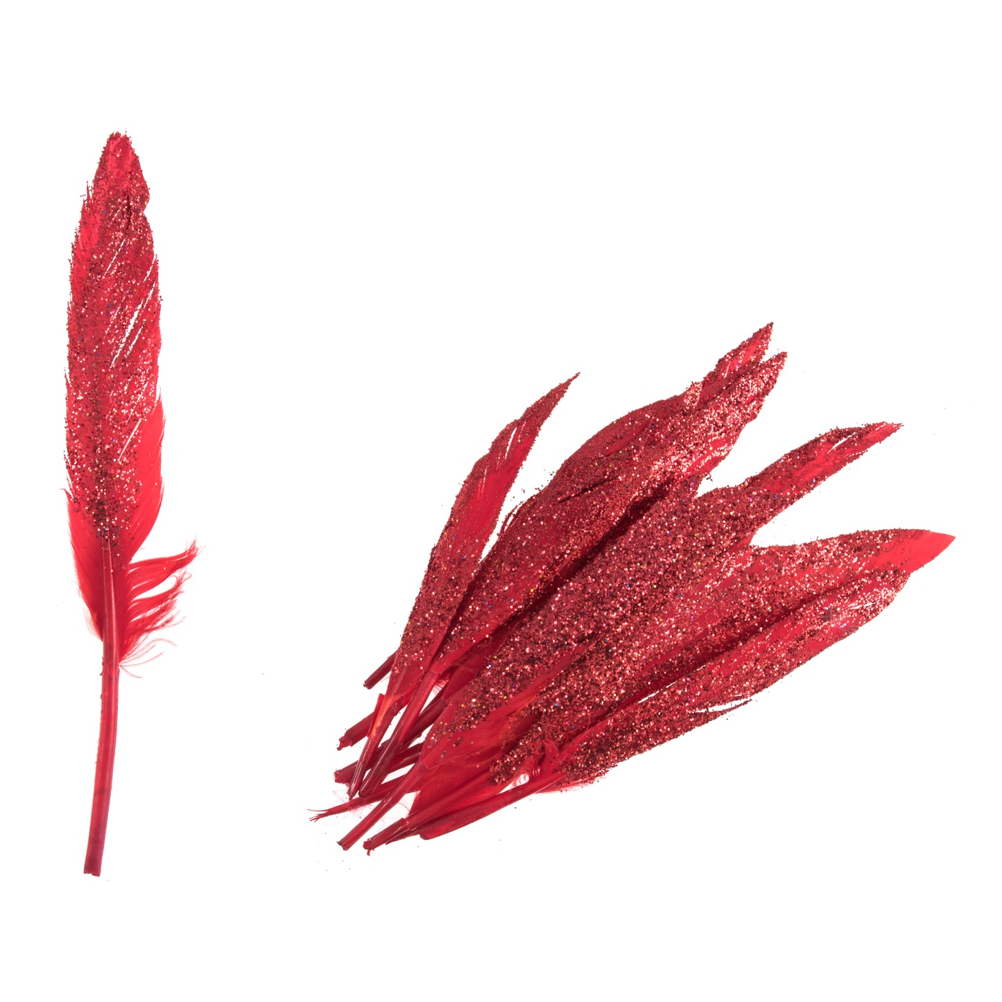 Duck Feathers With Glitter - Red