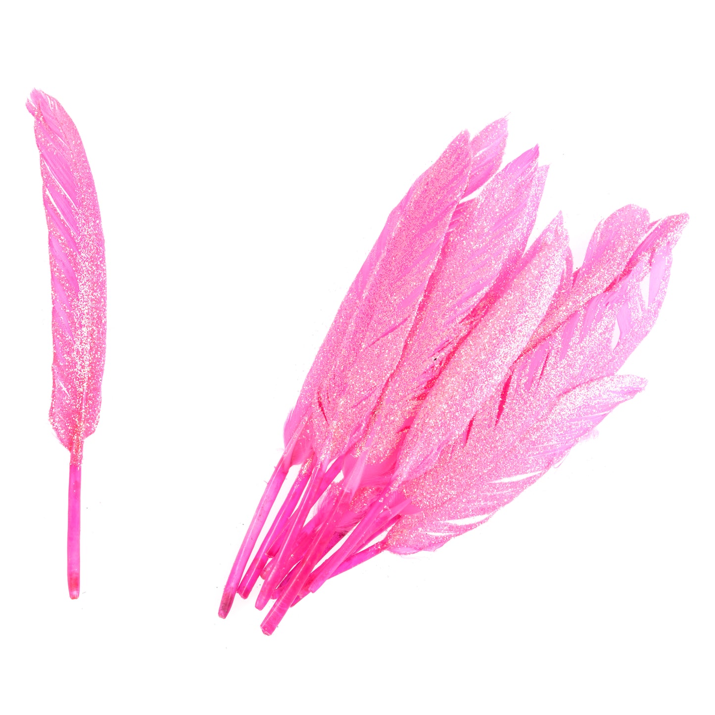 Duck Feathers With Glitter - Cerise