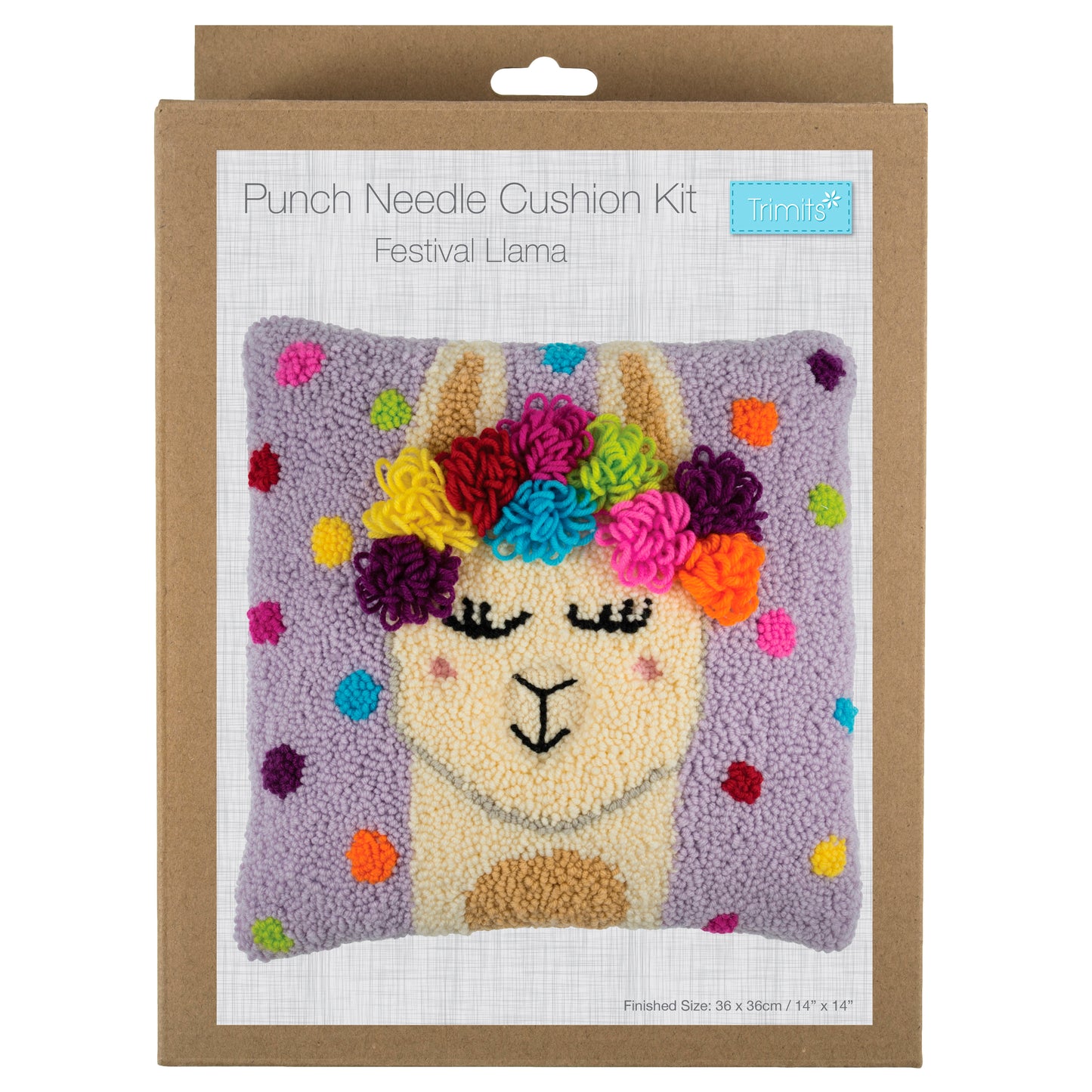 Punch Needle Kit Cushion Festival Llama