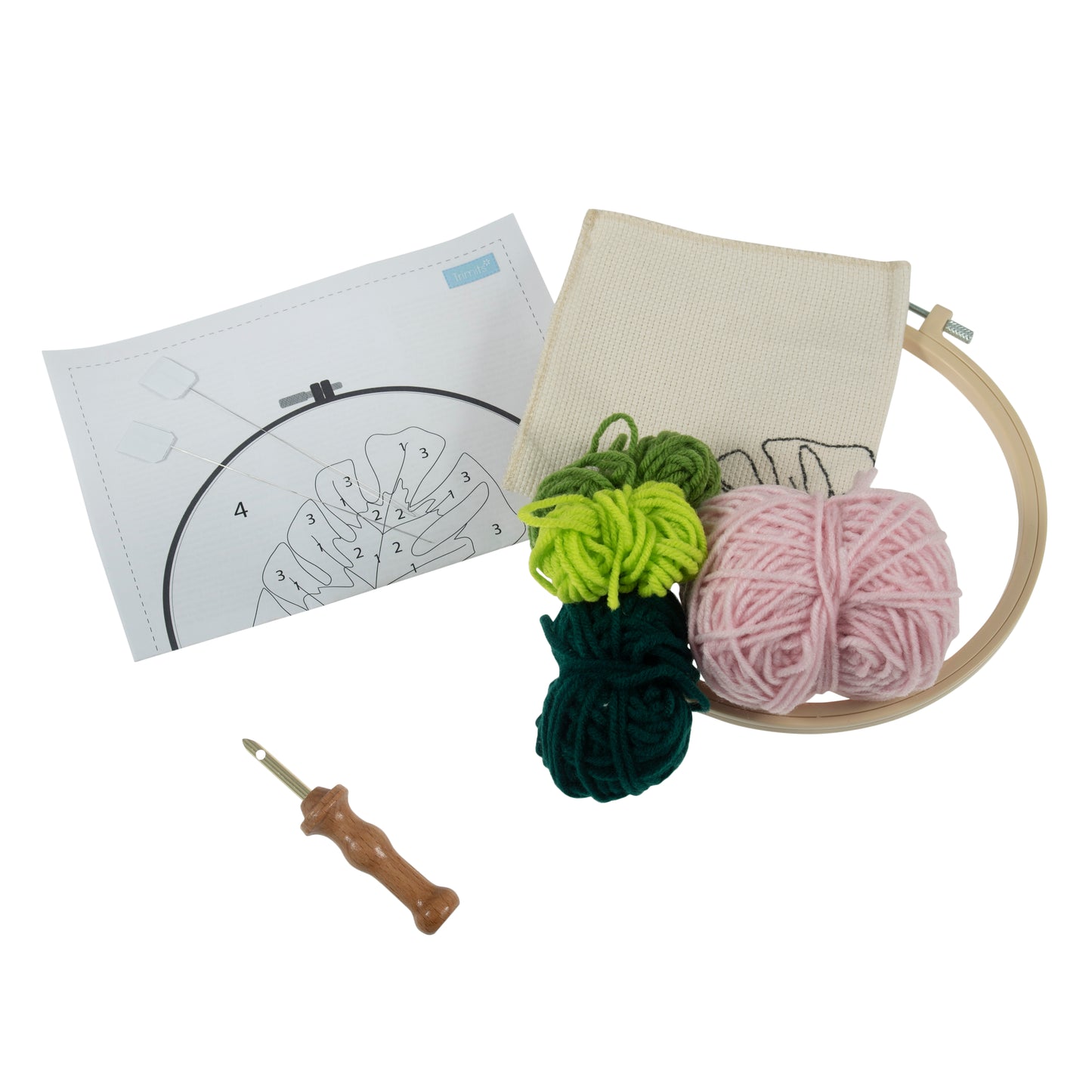 Punch Needle Kit Yarn and Hoop - Cheese Plant