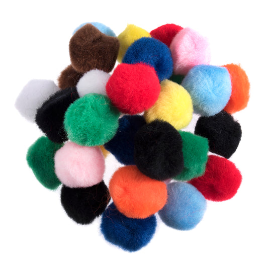 100 x 2.5cm solid colour pom poms.