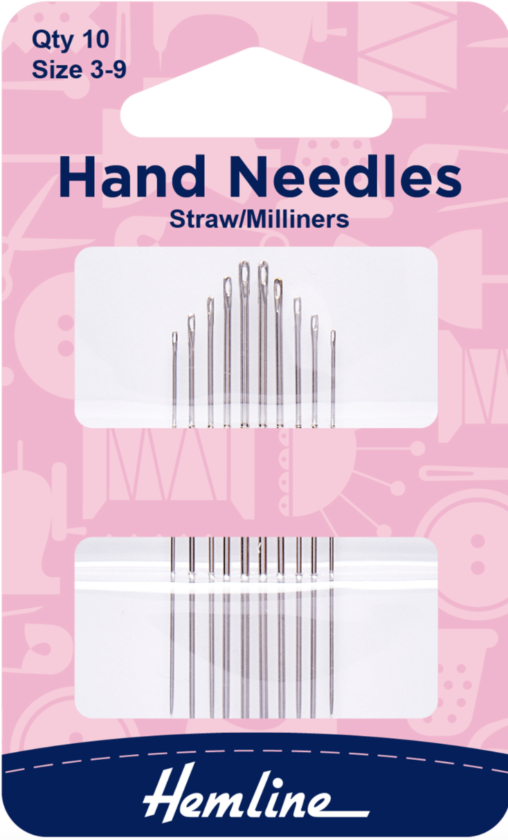 Hemline Hand Sewing Needles -Straw/Milliner Size 3-9
