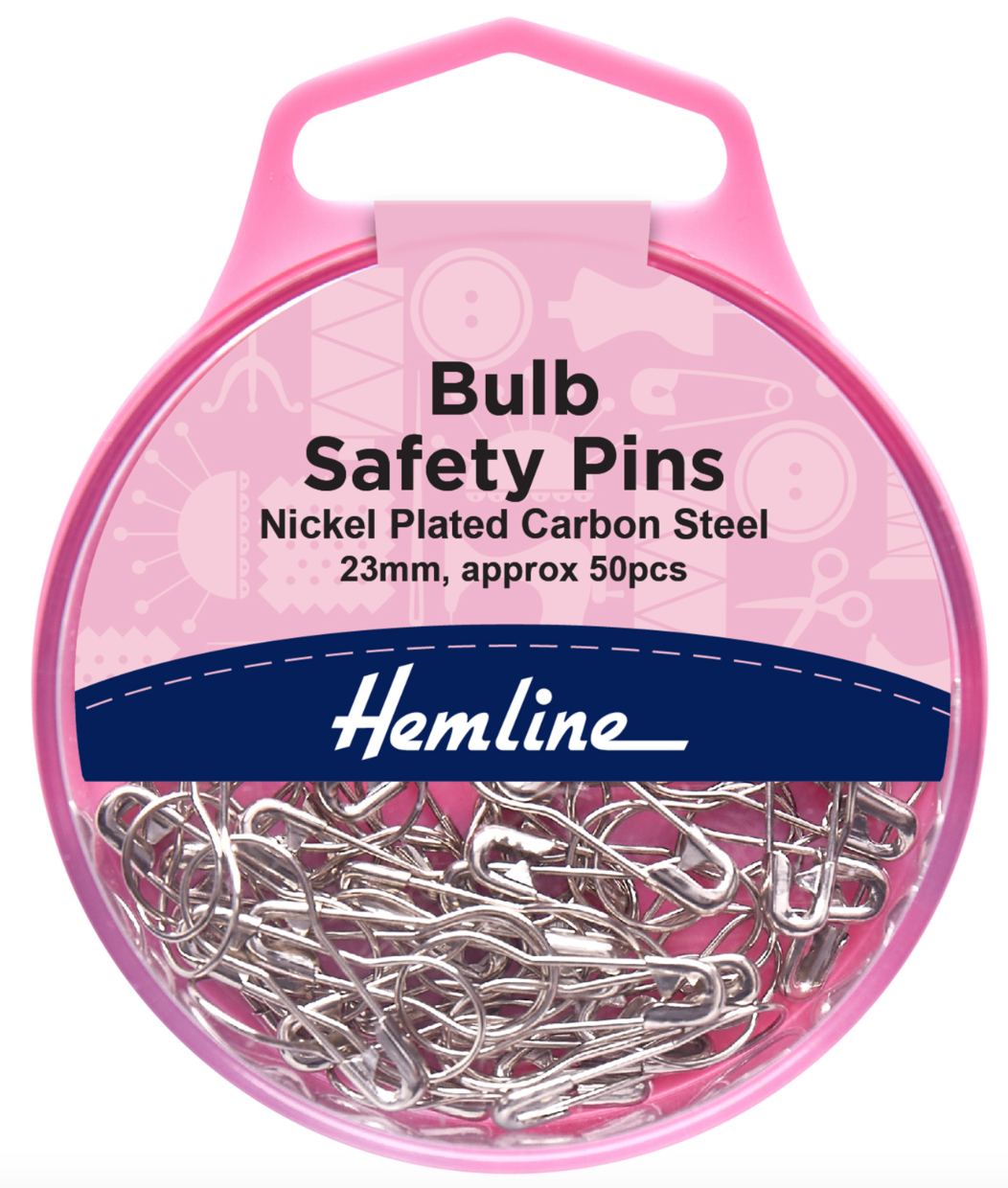 Hemline Safety Pins Bulb 23mm -Nickel
