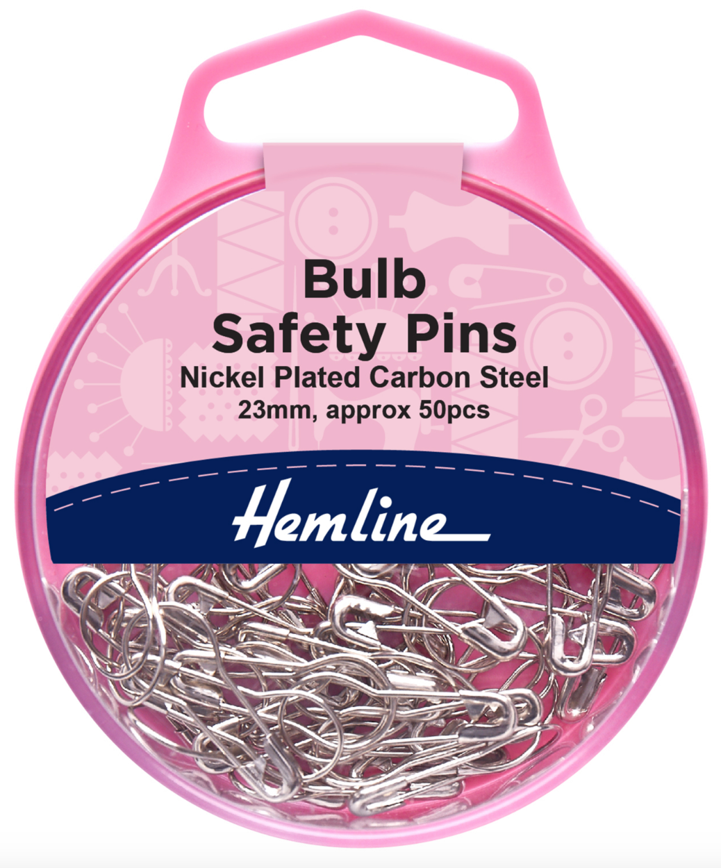 Hemline Safety Pins Bulb 23mm -Nickel