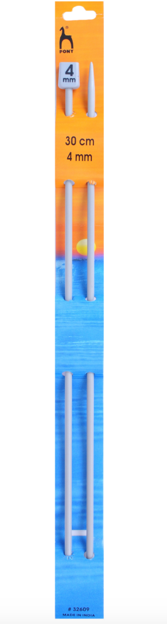 Pony 30cm Knitting Needles Single Ended- 4mm