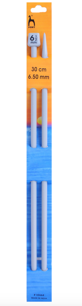 Pony 30cm Knitting Needles Single Ended- 6.5mm