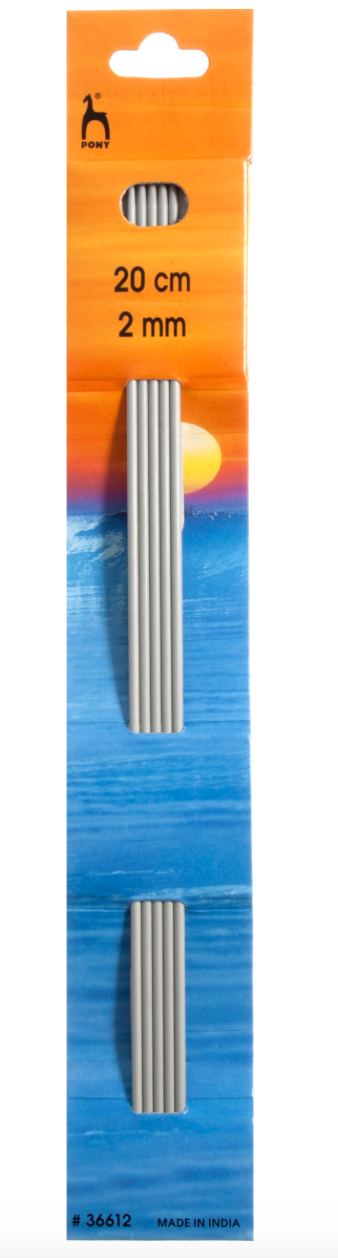 Pony Double-Ended Knitting Pins - Set of Five 20cm x 2.00mm