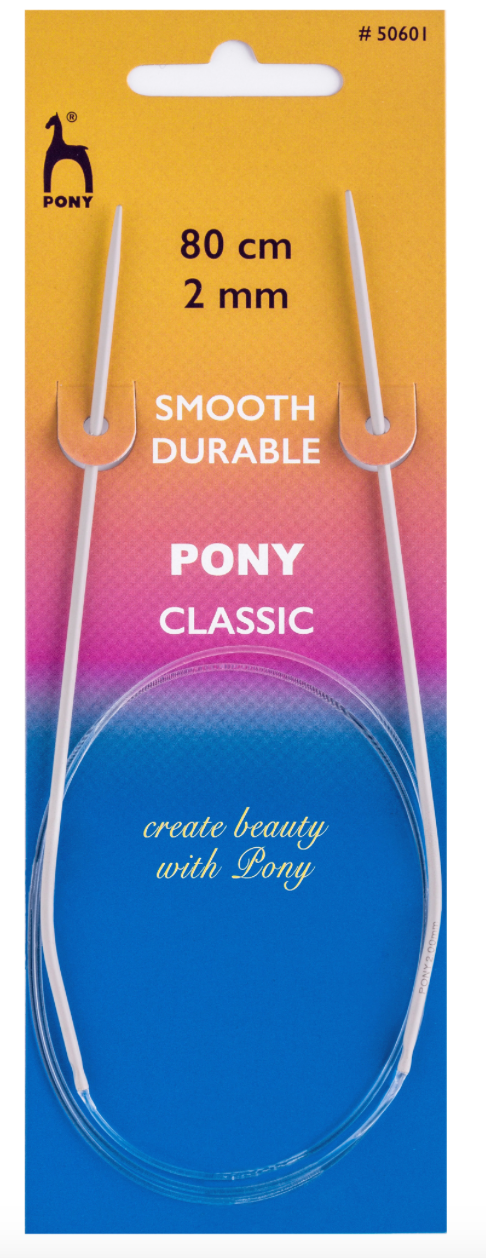 Pony 80cm Circular Knitting Pins Fixed - 2mm