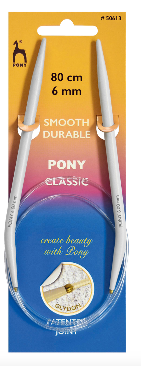 Pony 80cm Circular Knitting Pins Fixed - 6mm