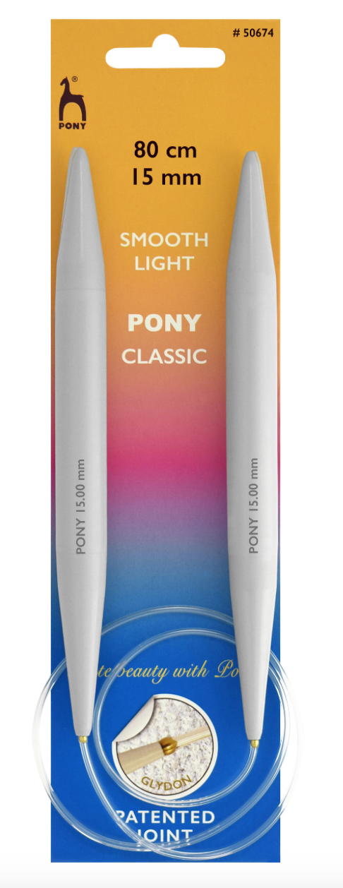 Pony 80cm Circular Knitting Pins Fixed - 15mm
