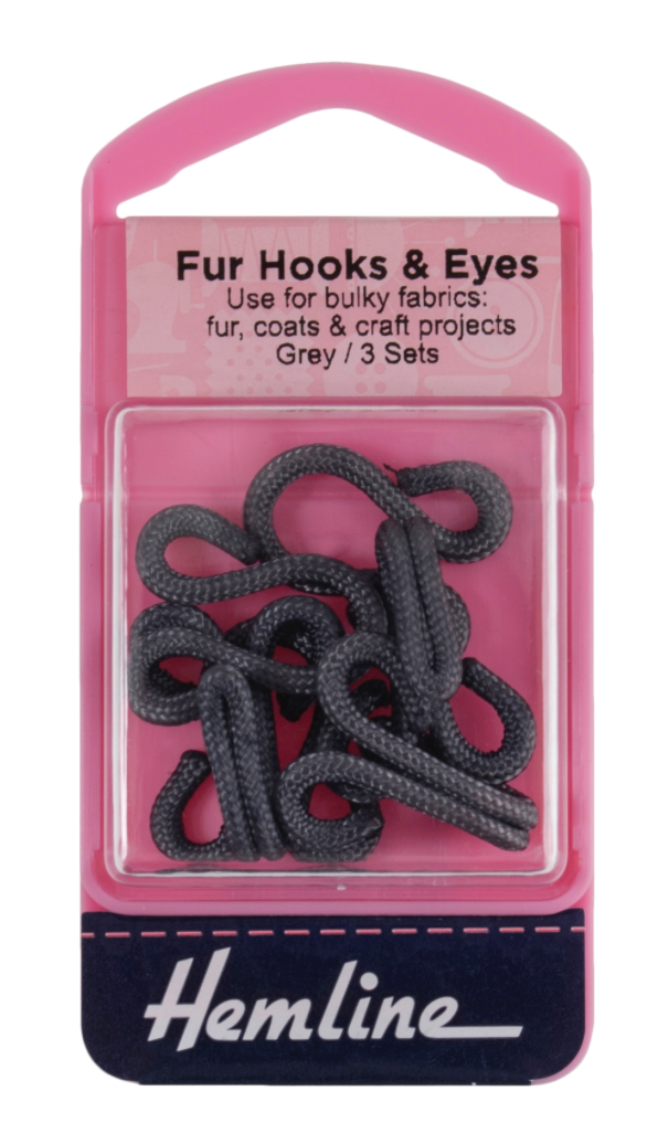 Hemline Fur Hooks and Eyes Size 3- Grey