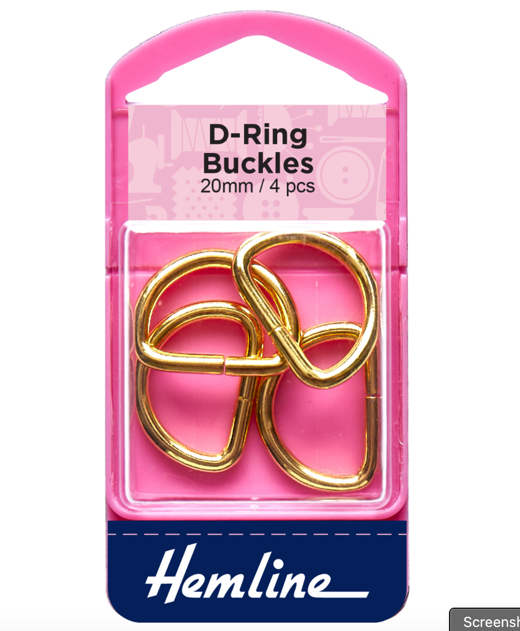 Hemline D Rings 20mm - Gold