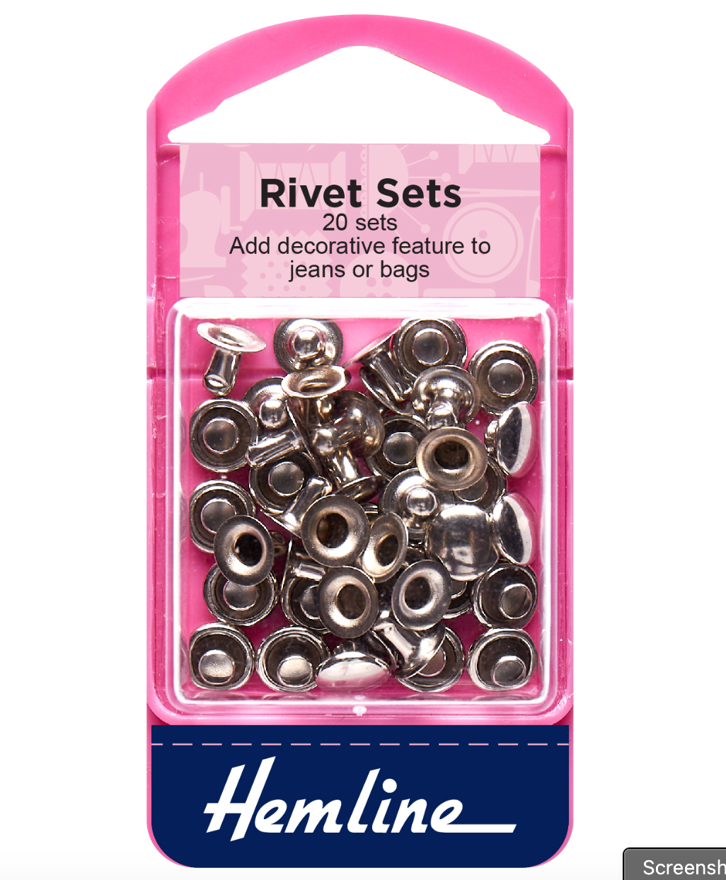 Hemline 20Set Rivet Kit 7mm - Nickel