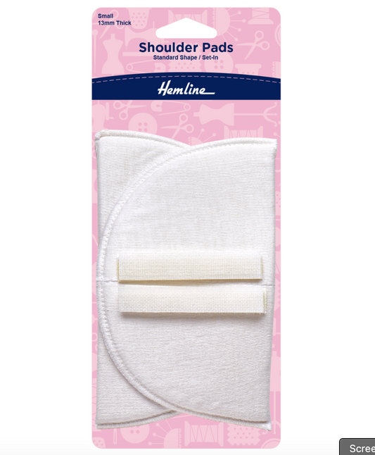 Hemline Shoulder Pads Standard Set-In Small -White
