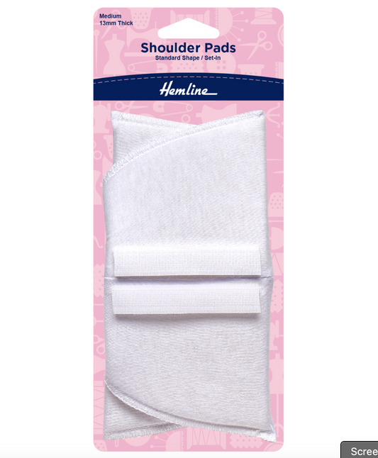 Hemline Shoulder Pads Standard Set-In Medium -White