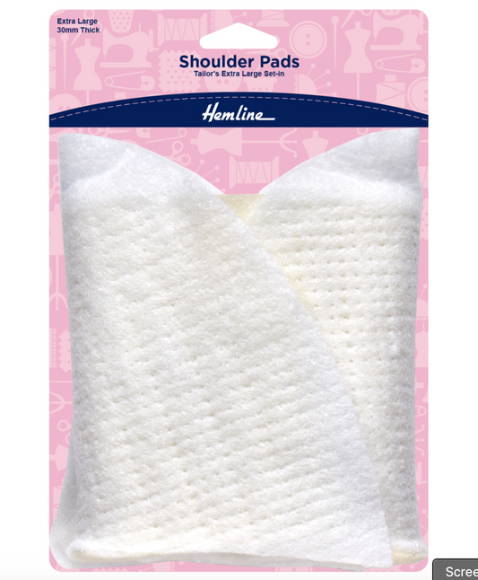 Hemline Shoulder Pad Set-In Extra Large -White