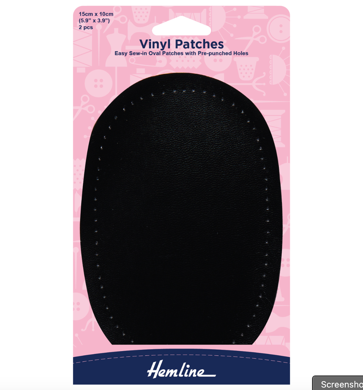 Hemline Sew-in Vinyl Patches - Black