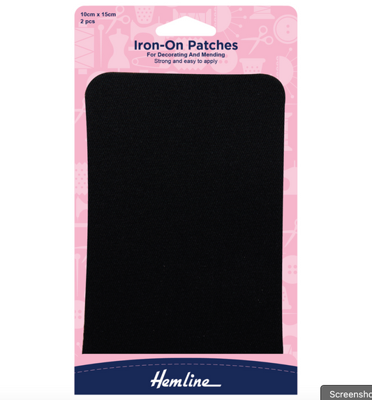 Hemline Cotton Twill Patches - Black