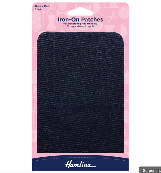Hemline Cotton Twill Patches - Denim