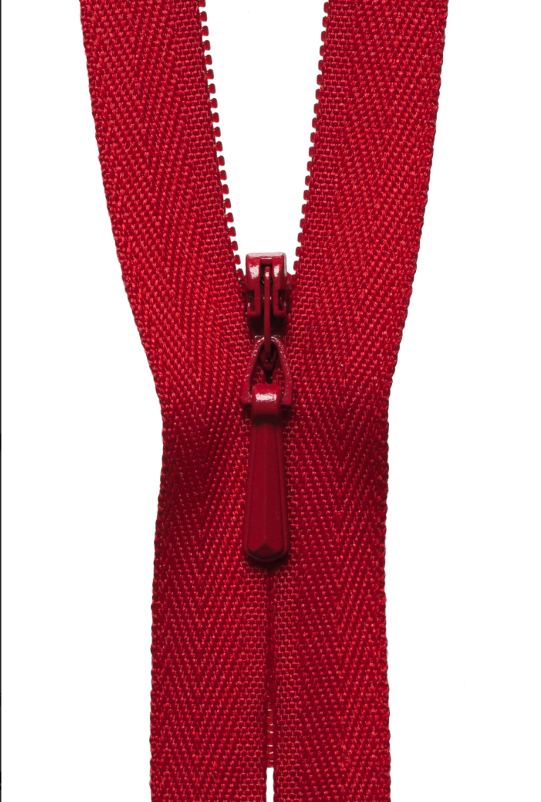 YKK Concealed Zip Red