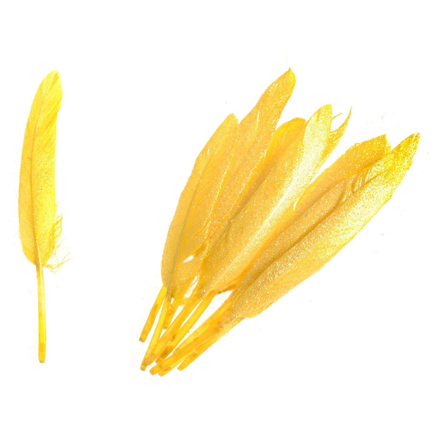 Duck Feathers With Glitter - Yellow